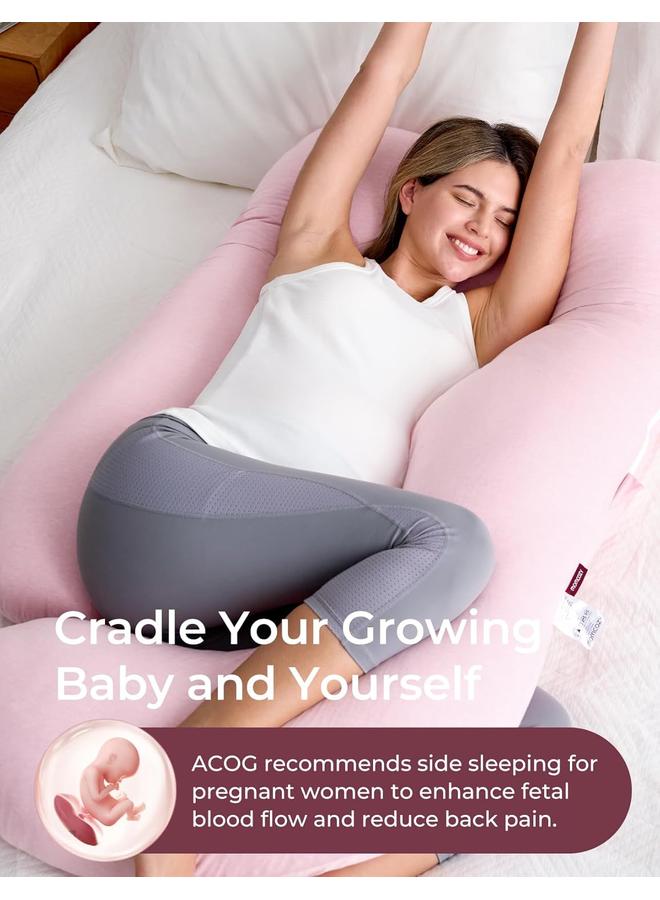 Y&D 175*90*65cm Pregnancy Pillows for Sleeping, U Shaped Full Body Maternity Pillow with Removable Cover - Support for Back, Legs, Belly, HIPS for Pregnant Women, 57 Inch Pregnancy Pillow for Women, Grey-Pink - Image 2