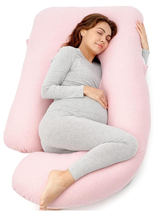 Y&D 175*90*65cm Pregnancy Pillows for Sleeping, U Shaped Full Body Maternity Pillow with Removable Cover - Support for Back, Legs, Belly, HIPS for Pregnant Women, 57 Inch Pregnancy Pillow for Women, Grey-Pink - Image 1