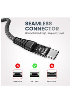 ELONSEY ELONSEY USB C to C Charging Cable 2 Meter, Nylon-Braided Type C to C Cable Compatible with Samsung Galaxy S22/Ultra, S21 Ultra, Huawei P30 P20 and All Android Phones - Black  - Image 3