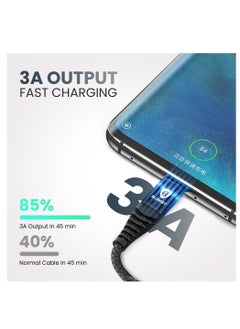 ELONSEY ELONSEY USB C to C Charging Cable 2 Meter, Nylon-Braided Type C to C Cable Compatible with Samsung Galaxy S22/Ultra, S21 Ultra, Huawei P30 P20 and All Android Phones - Black  - Image 2