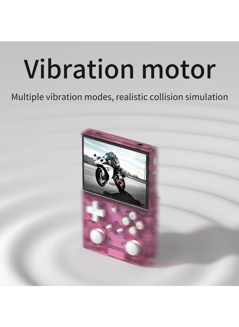 ANBERNIC  - G350 Retro Handheld Game Console, 3.5" IPS Screen Linux System with Built-in 64G TF Card 4371 Game Preloaded Game Console 3200mAh Battery (Clear Pink) - Image 1