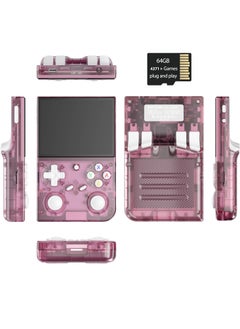 ANBERNIC  G350 Retro Handheld Game Console, 3.5" IPS Screen Linux System with Built-in 64G TF Card 4371 Game Preloaded Game Console 3200mAh Battery (Clear Pink)  - Image 1