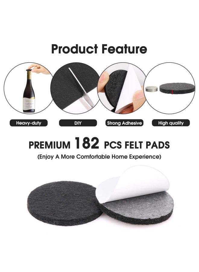 Yelanon Yelanon Felt Furniture Pads 182 Pcs Premium Felt Pads for Chair Legs Furniture Floor Protectors for Hardwood Floors Black  - Image 3