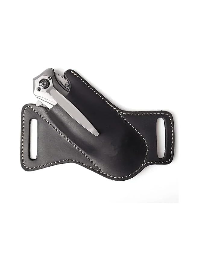 S-TOP 1PCS Leather Folding Knife Holster, 4.17 * 2.22in Tactical Belt Sheath, Camping, Hunting, Outdoors - Image 1