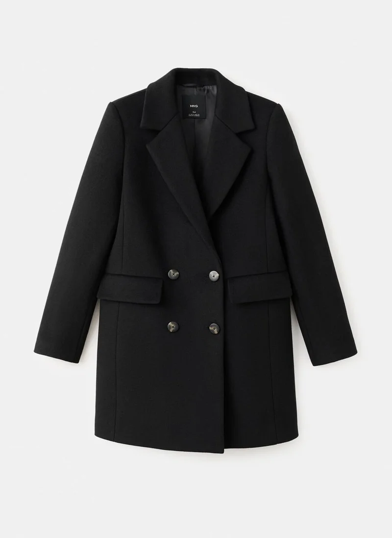 مانجو معطف صوف مزدوج الصدر