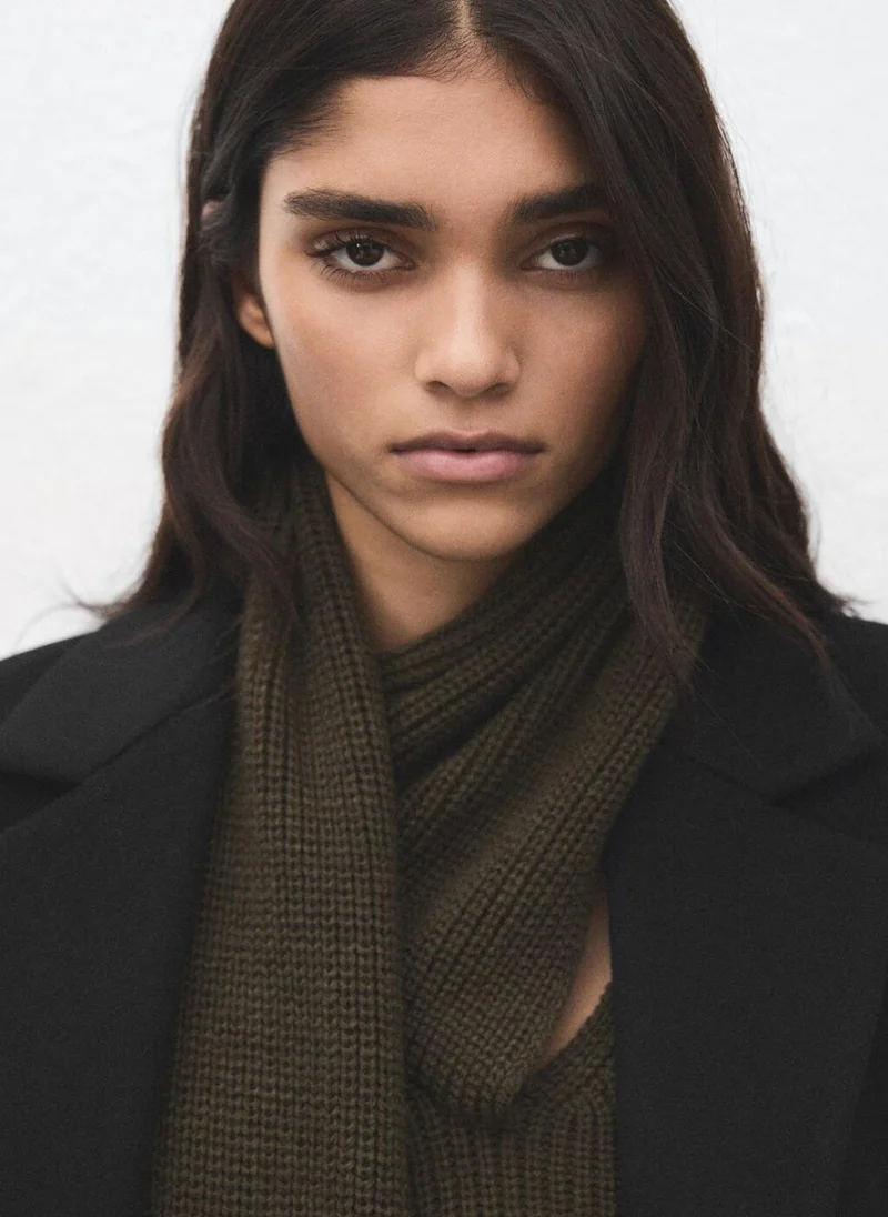 مانجو معطف صوف مزدوج الصدر