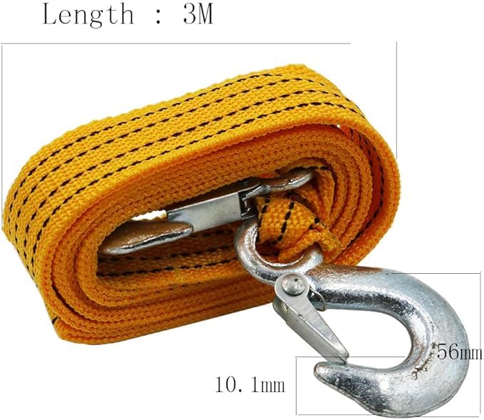 Mammoth 3 Ton Heavy Duty Tow Strap with Safety Hooks 10FT | 6,600 LB Capacity | Polyester Towing Rope for Towing Vehicles in Roadside Emergency Thick and Wide Belt (Orange) - Image 1