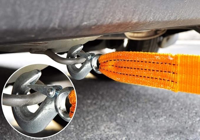 Mammoth 3 Ton Heavy Duty Tow Strap with Safety Hooks 10FT | 6,600 LB Capacity | Polyester Towing Rope for Towing Vehicles in Roadside Emergency Thick and Wide Belt (Orange) - Image 2