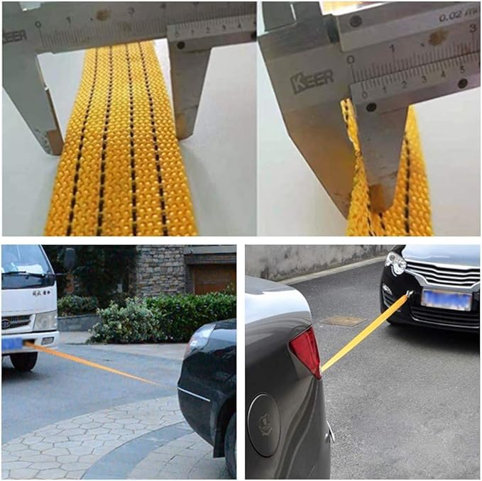 Mammoth 3 Ton Heavy Duty Tow Strap with Safety Hooks 10FT | 6,600 LB Capacity | Polyester Towing Rope for Towing Vehicles in Roadside Emergency Thick and Wide Belt (Orange) - Image 4
