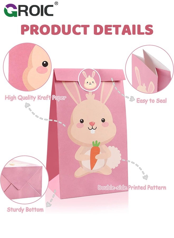 GROIC 24 Pack Animal Goodie Bags for Kids Paper Bags with Stickers Goodie Candy Treat Bags Kraft Paper Gift Bags for Birthday,Zoo Theme Party Bags,Party Supplies - Image 3