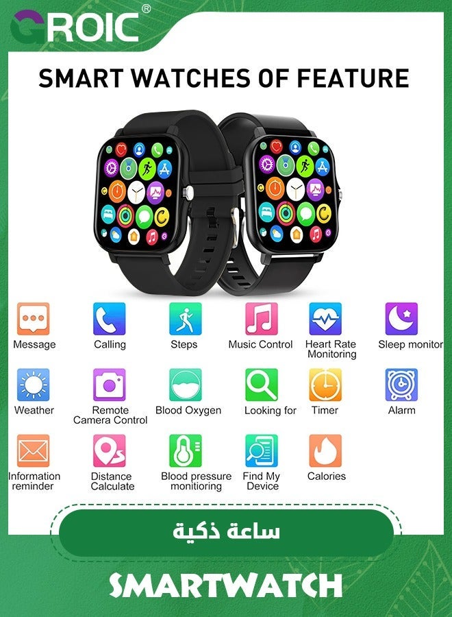 جرويك ساعة ذكية للياقة البدنية للنساء والرجال، مقاومة للماء بشاشة لمس كاملة لهواتف iOS/Android مع مراقب معدل ضربات القلب في الوقت الحقيقي، متتبع ضغط الدم/الأكسجين ساعات - Image 3