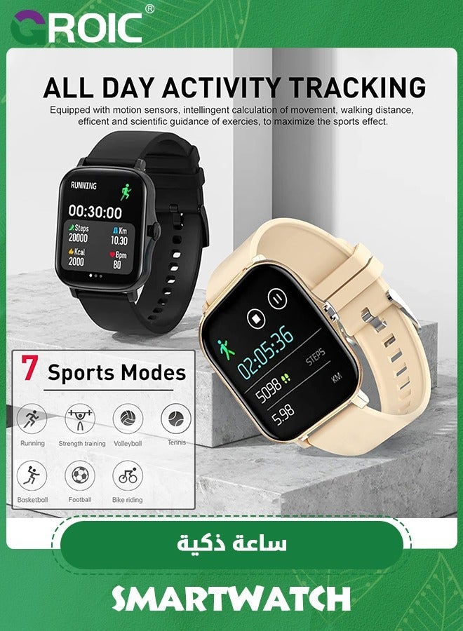 جرويك ساعة ذكية للياقة البدنية للنساء والرجال، مقاومة للماء بشاشة لمس كاملة لهواتف iOS/Android مع مراقب معدل ضربات القلب في الوقت الحقيقي، متتبع ضغط الدم/الأكسجين ساعات - Image 5