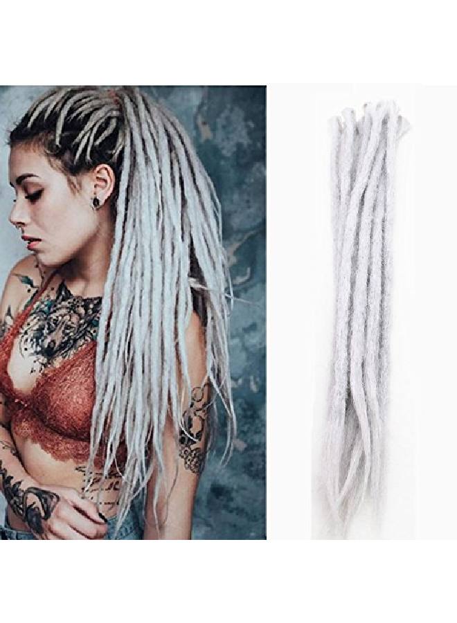 Aosome Dreadlock Extensions 20Inch Handmade Synthetic Reggae Hair Extensions Light Grey 20 Pcs - Image 1