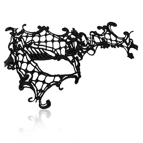 Cosmer Masquerade Mask for Women Lace Mask for Halloween Carnival Mardi Gras Party Costume (Half-face Black) - Image 1