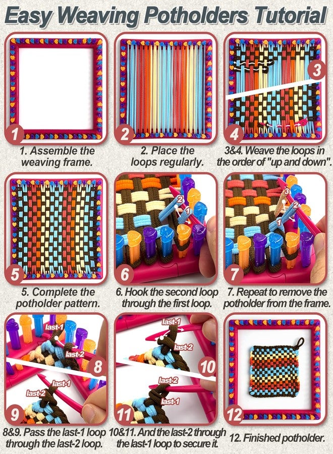 UCDRMA Loom Loops Refill for Potholder Weaving Loom Kit, 576PCS in 12 Dopamine Colors Weaving Loom Refill Loops for 7in Loom to Make 16 Potholders, Stretchy Pot Holder Loop Nylon Craft Bands Set - Image 5