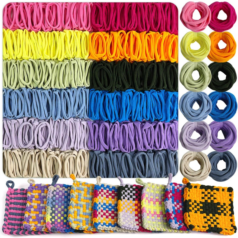 UCDRMA Loom Loops Refill for Potholder Weaving Loom Kit, 576PCS in 12 Dopamine Colors Weaving Loom Refill Loops for 7in Loom to Make 16 Potholders, Stretchy Pot Holder Loop Nylon Craft Bands Set - Image 1