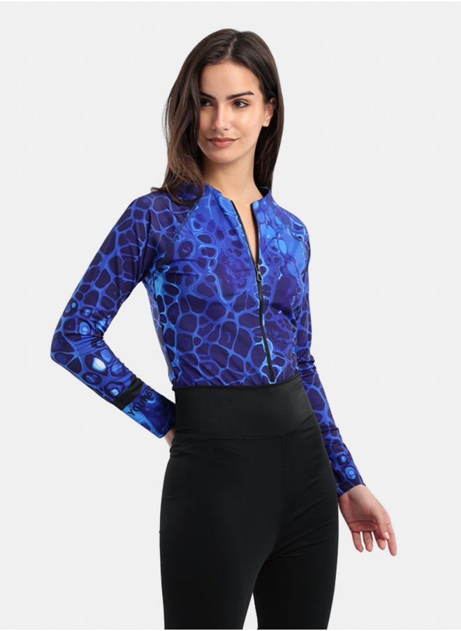 Carina - Ocean Blue Rash Guard Swimsuit - Image 1