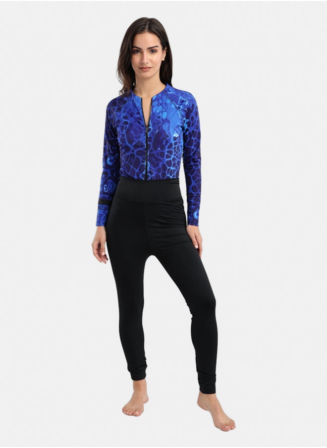 Carina - Ocean Blue Rash Guard Swimsuit - Image 1