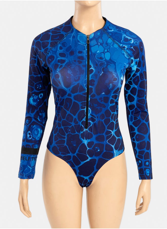 Carina - Ocean Blue Rash Guard Swimsuit - Image 1