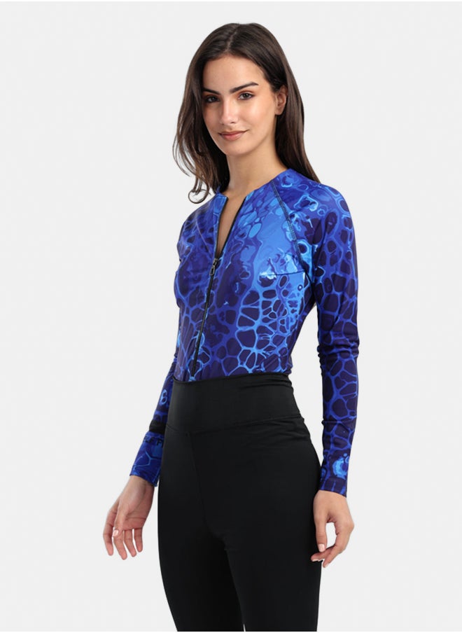 Carina - Ocean Blue Rash Guard Swimsuit - Image 1