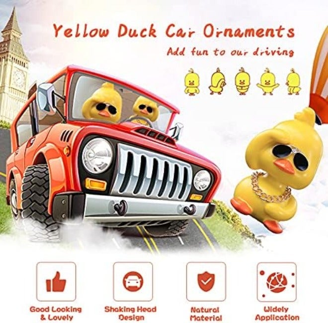 wonuu Cute Yellow Duck Toy Car Ornaments Cool Duck Car Dashboard Decorations Shaking Head  Doll - Image 5