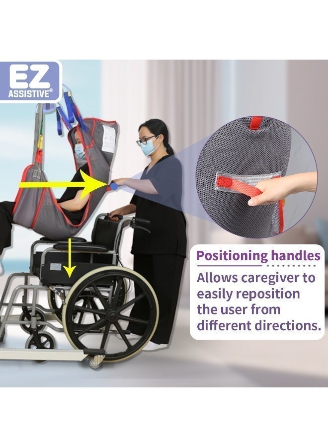 إيهوكون حبال رفع عالمية لكامل الجسم للمريض ، مساعدات نقل حبال المريض من القماش الشبكي والاستحمام ، سعة وزن 500 رطل - Image 4