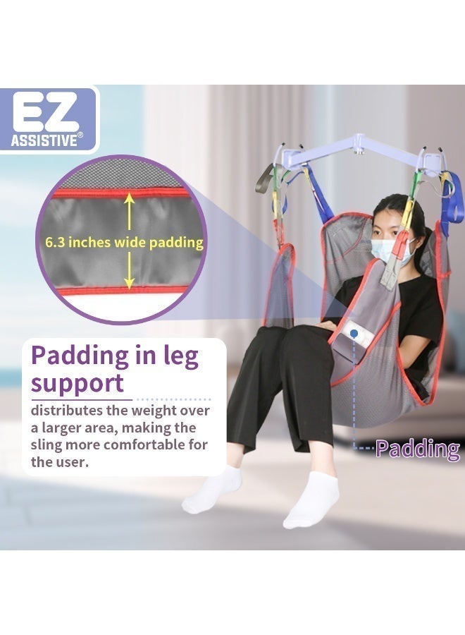 إيهوكون حبال رفع عالمية لكامل الجسم للمريض ، مساعدات نقل حبال المريض من القماش الشبكي والاستحمام ، سعة وزن 500 رطل - Image 3