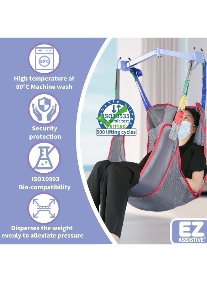 إيهوكون حبال رفع عالمية لكامل الجسم للمريض ، مساعدات نقل حبال المريض من القماش الشبكي والاستحمام ، سعة وزن 500 رطل - Image 2