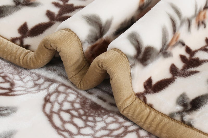 Nestl Korean Mink Blanket King Size - 12 Lbs Velvet Fleece Korean Blanket - 2 Ply Warm & Thick Winter Blanket - Wrinkle & Fade Resistant - 87 x 94 Inches (Beige) - Image 3