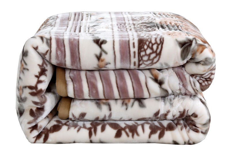 Nestl Korean Mink Blanket King Size - 12 Lbs Velvet Fleece Korean Blanket - 2 Ply Warm & Thick Winter Blanket - Wrinkle & Fade Resistant - 87 x 94 Inches (Beige) - Image 2