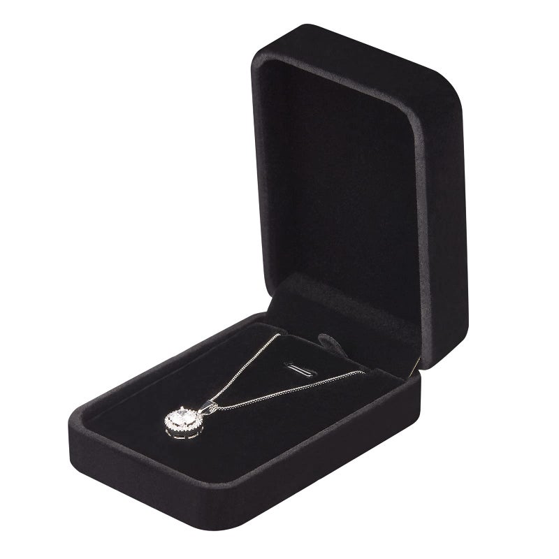 LETURE 3 Pieces Velvet Pendant Necklace Gift Boxes Set, Classic Jewelry Packaging Storage Case, Jewellry Display Box for Wedding, Engagement, Proposal, Birthday and Anniversary (Black) - Image 5