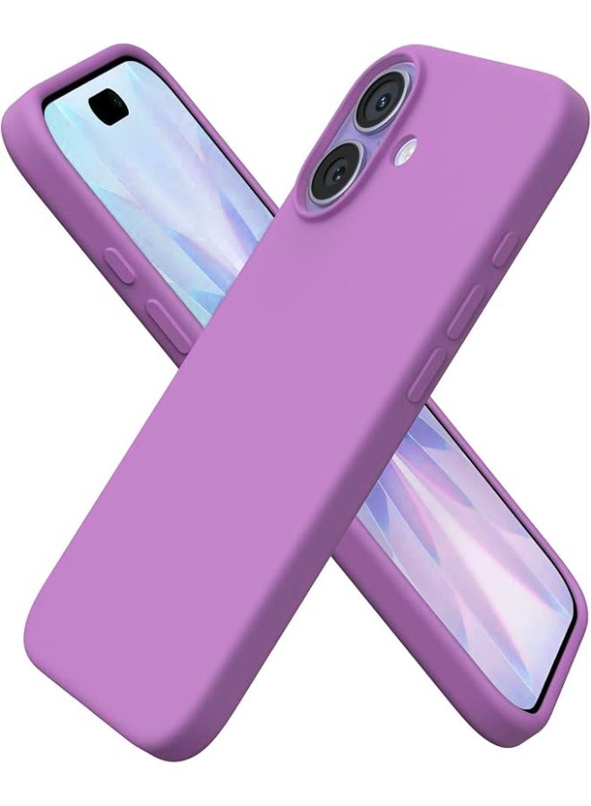 جراب متوافق مع iPhone 17 مقاس 6.3 بوصة، جراب واقٍ رفيع من السيليكون السائل بثلاث طبقات مغطى بالكامل بجل ناعم من المطاط مقاس 6.3 بوصة، أرجواني