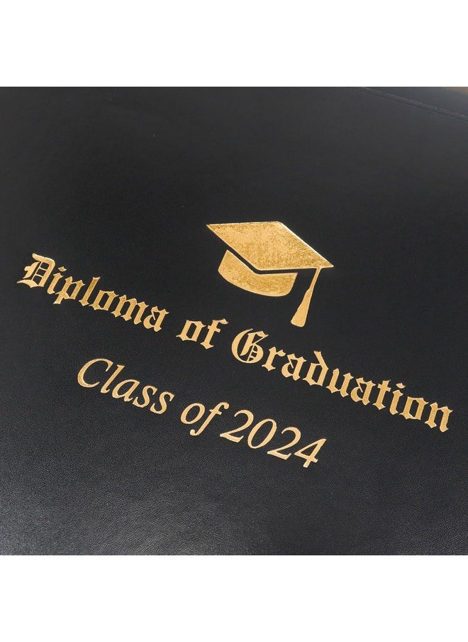 GraduationMall - Leatherette Imprinted Diploma Cover For Certificate 8.5X 11 Class Of 2024 Padded Graduation Diploma Holder Black - Image 1