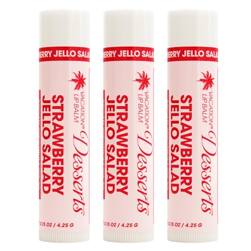 Vacation Strawberry Jello Salad SPF 30 Lip Balm, Hydrating Sunscreen for Lips, Water-Resistant, Lightweight, Transparent Sheen, Vegan Formula Made without Beeswax (Pack of 3) - Image 1