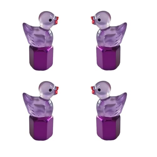 Tuxihapp 4PCS Cute Duck Tire Valve Stem Caps Glow in The Dark Wheel Tire Valve Caps Replacement Interesting Practical Duck Tire Air Cap Car Decoration Universal for Truck Motorcycle BikePurple - Image 1