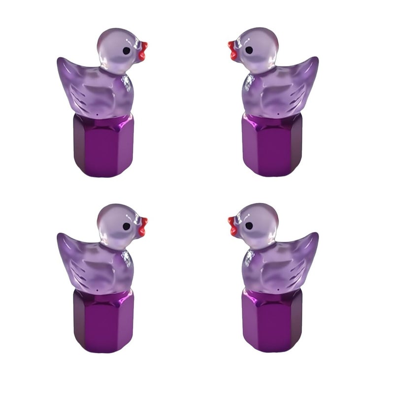 Tuxihapp 4PCS Cute Duck Tire Valve Stem Caps Glow in The Dark Wheel Tire Valve Caps Replacement Interesting Practical Duck Tire Air Cap Car Decoration Universal for Truck Motorcycle BikePurple - Image 3