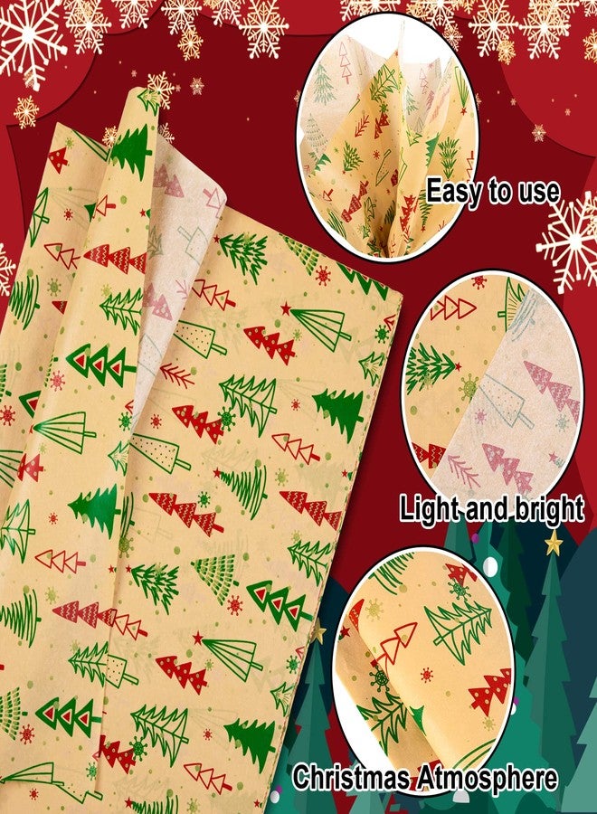 Whaline Christmas Tissue Paper Kraft Xmas Red Green Wrapping Paper 19.7 x 13.8 Inch Assorted Xmas Tree Holly Berry Christmas Tissue Paper for Gift Bags Holiday DIY Crafts Decor, 90 Sheet - Image 3