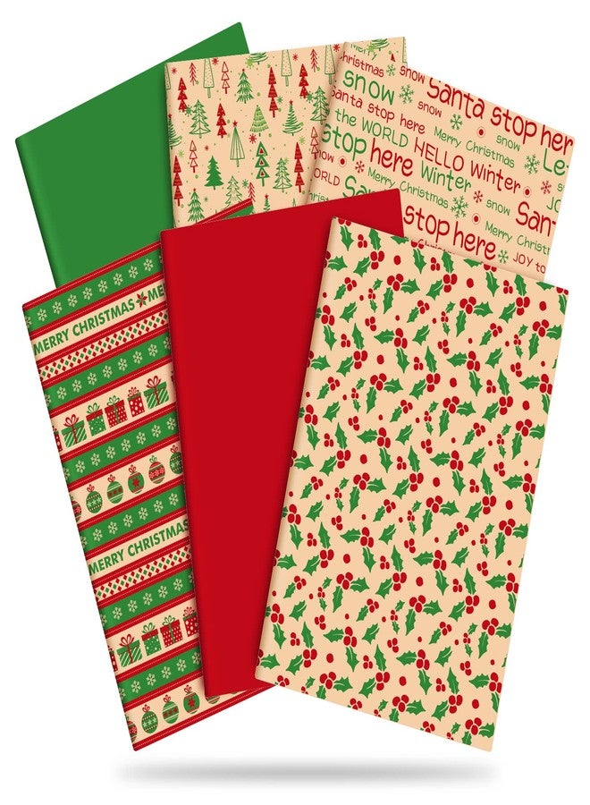 Whaline Christmas Tissue Paper Kraft Xmas Red Green Wrapping Paper 19.7 x 13.8 Inch Assorted Xmas Tree Holly Berry Christmas Tissue Paper for Gift Bags Holiday DIY Crafts Decor, 90 Sheet - Image 1