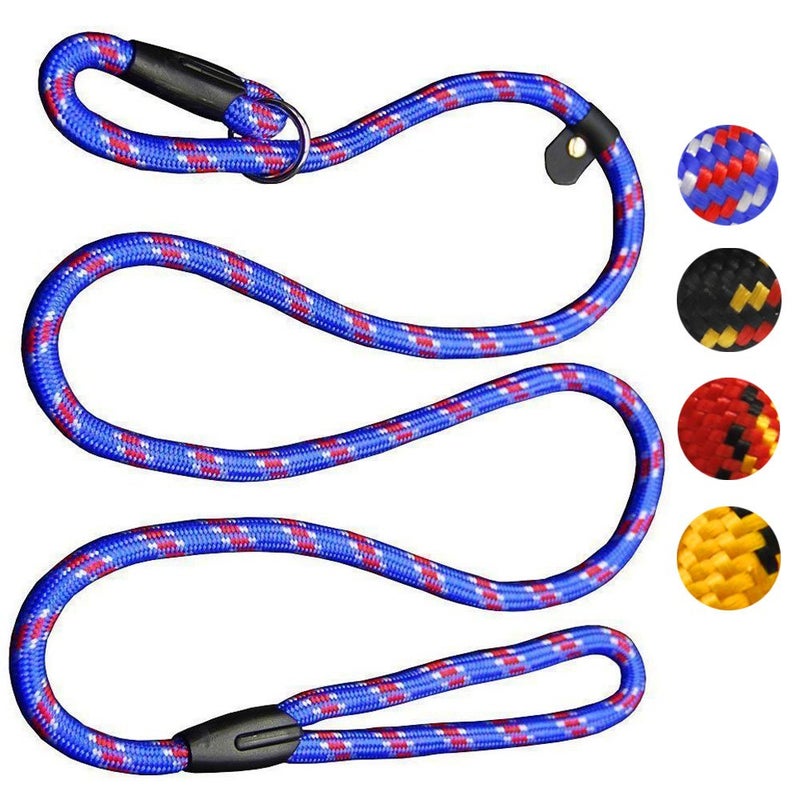Coolrunner Dog Rope Leash, 5 FT Pet Slip Lead, Dog Training Leash, Standard Adjustable Pet Nylon Leash for Small Medium Dogs 10-80 lb Walking(Blue) - Image 1
