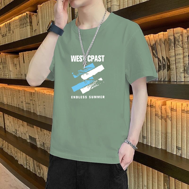 Handsome Men'S Short-Sleeved T-Shirt Ice Silk Short-Sleeved Men'S T-Shirt Summer Round Neck Base Shirt Casual All-Match Short T-Shirt For Men - Image 1