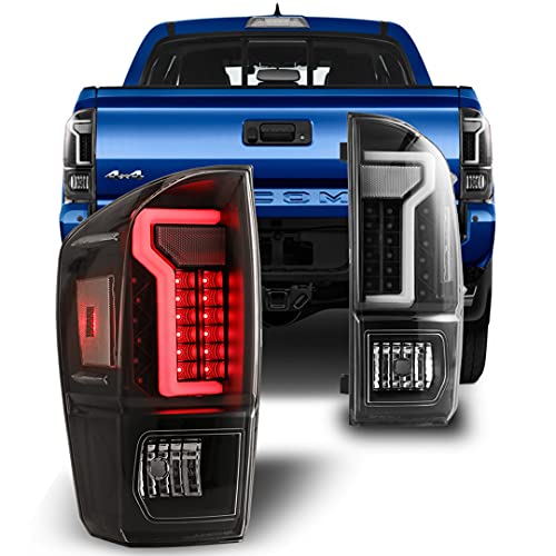CPW Tail Lights Compatible with [2016-2022 Toyota Tacoma] LED Tube Bar Tail lights (Black/Clear Lens/Clear Reflector) - Image 1
