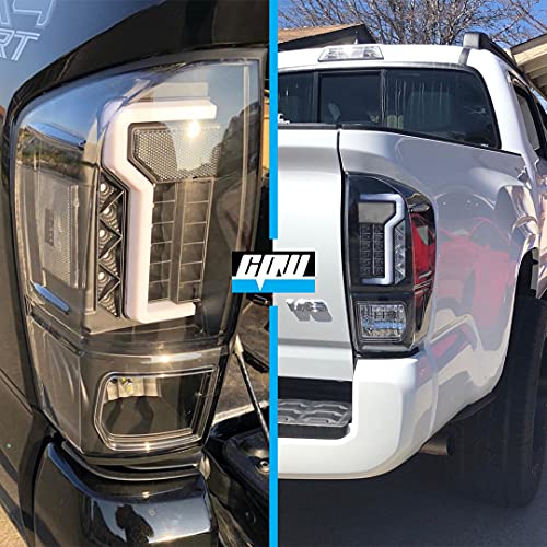 CPW Tail Lights Compatible with [2016-2022 Toyota Tacoma] LED Tube Bar Tail lights (Black/Clear Lens/Clear Reflector) - Image 4