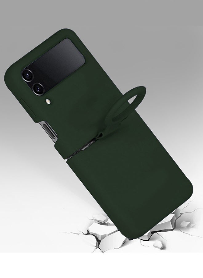 Silicone Case With Finger Ring for Samsung Galaxy Z Flip 4 Green - Image 4