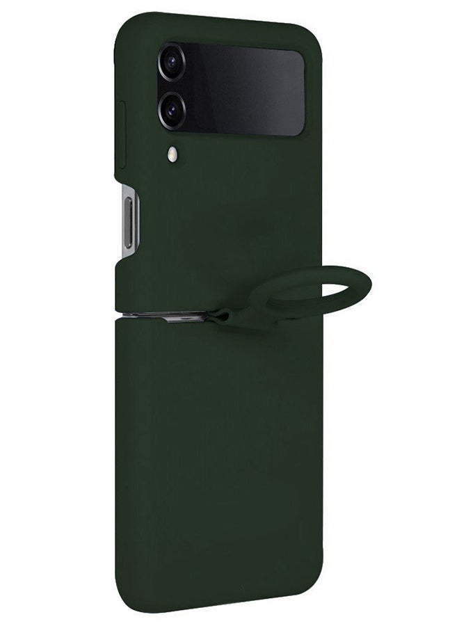 Silicone Case With Finger Ring for Samsung Galaxy Z Flip 4 Green - Image 2