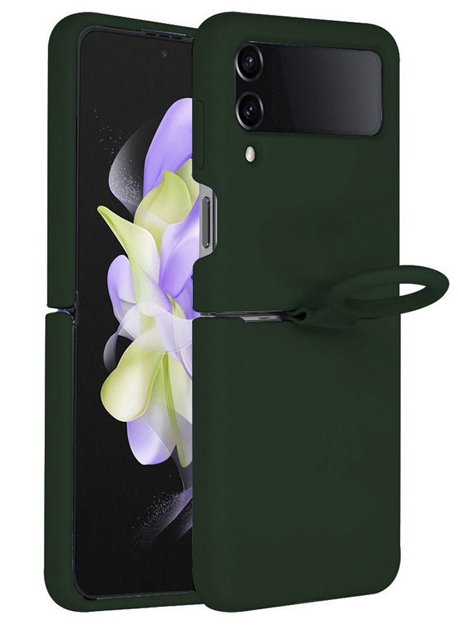 Silicone Case With Finger Ring for Samsung Galaxy Z Flip 4 Green - Image 1