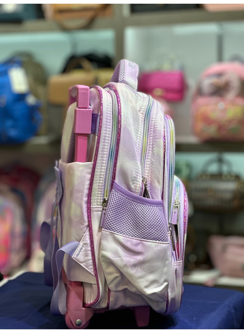 President President Kids Bunny Backpack, Purple with Rainbow Design, Multiple Compartments, Padded Straps - Image 3