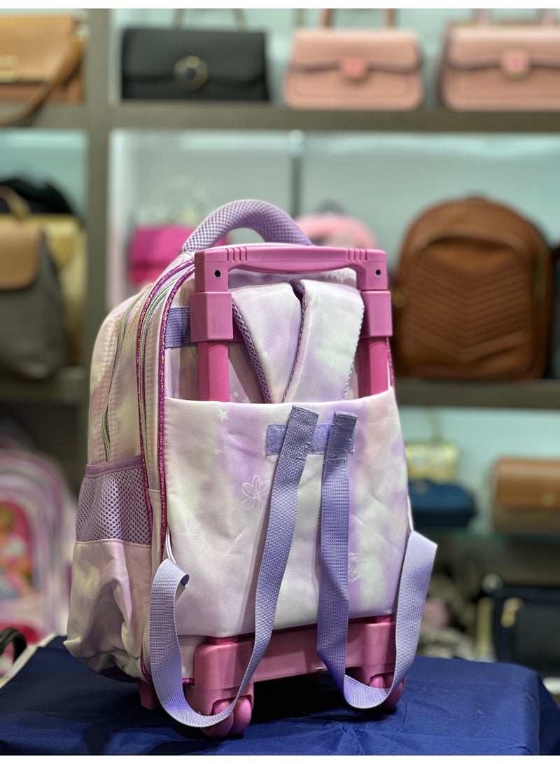 President President Kids Bunny Backpack, Purple with Rainbow Design, Multiple Compartments, Padded Straps - Image 2
