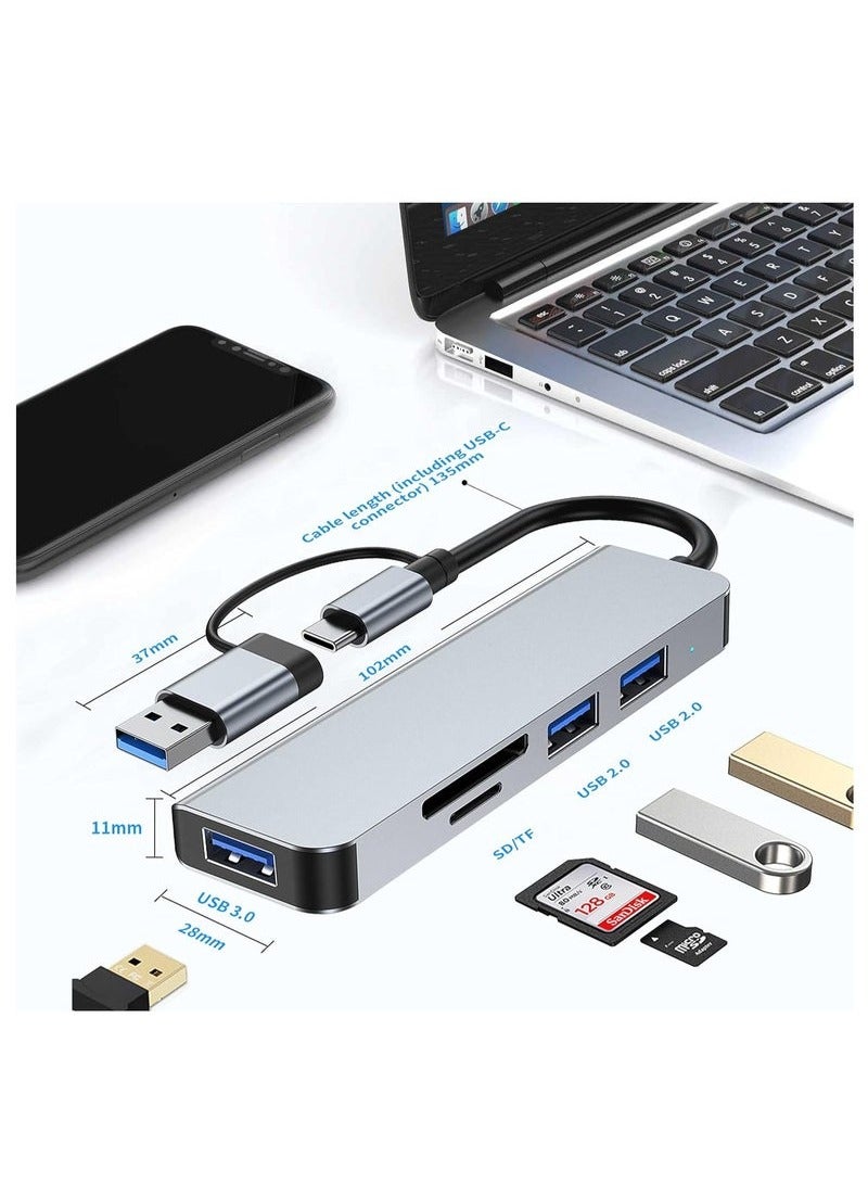 سبون موزع من النوع سي 5 في 1 USB منفذين و USB 3.0  وقارئ بطاقات SD وTF  متوافق مع ماك بوك برو واير واللابتوب وغيرها من الاجهزة من النوع سي - Image 5
