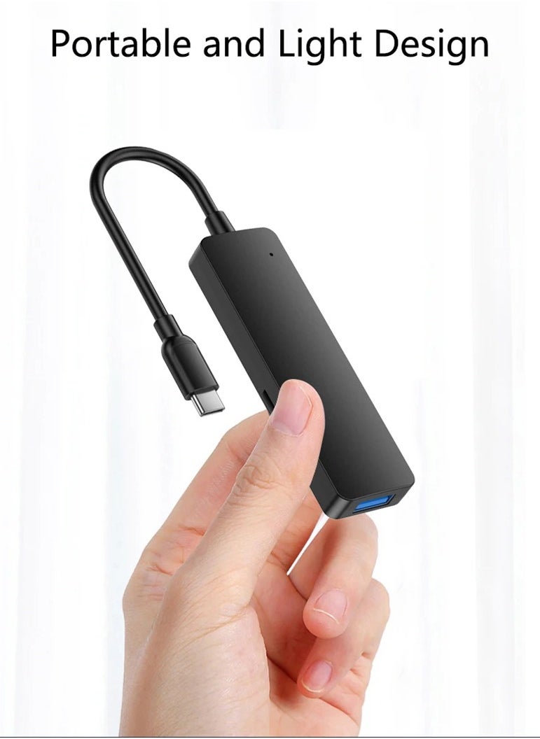 أس بي - موزع من النوع سي 5 في 1 USB منفذين و USB 3.0  وقارئ بطاقات SD وTF  متوافق مع ماك بوك برو واير واللابتوب وغيرها من الاجهزة من النوع سي - Image 1