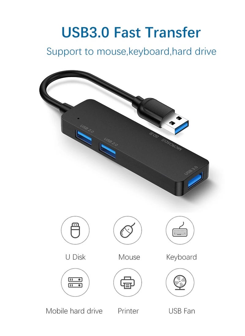 أس بي موزع من النوع سي 5 في 1 USB منفذين و USB 3.0  وقارئ بطاقات SD وTF  متوافق مع ماك بوك برو واير واللابتوب وغيرها من الاجهزة من النوع سي  - Image 2